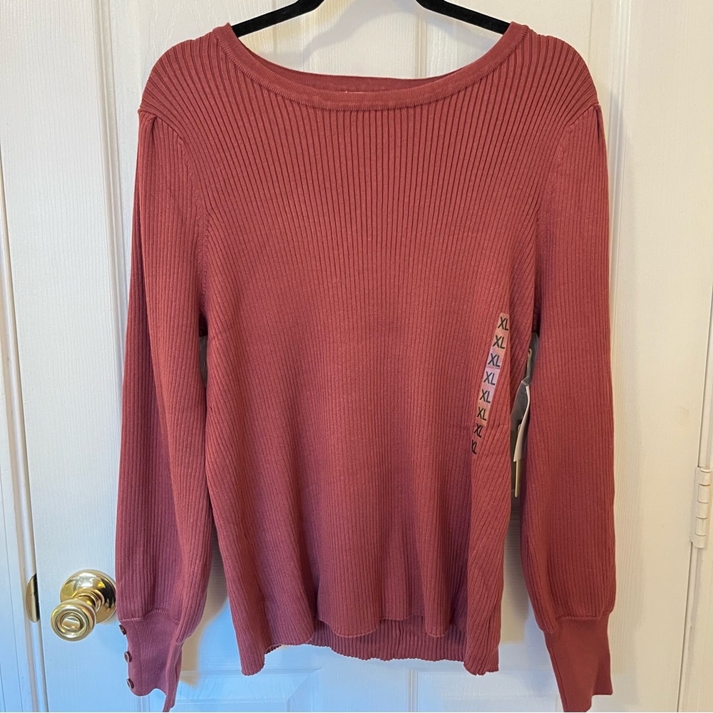 Margeaux & Ellie Ribbed Long Sleeve Pullover Sweater Women’s XL Maroon NWT